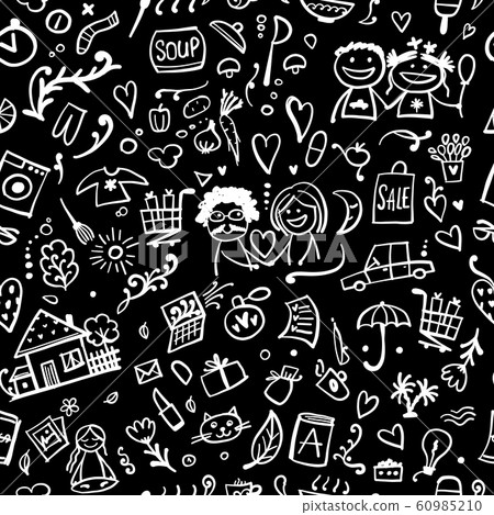 Lifestyle background, current affair. Seamless pattern for your design 60985210