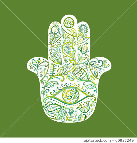 Indian ornate hand Hamsa, symbol. Indian ornate hand Hamsa, symbol. 60985249
