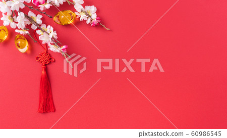 農曆新年 過年 春節 中國結 梅花 頂視圖 Chinese new year flat lay 農曆新年 過年 春節 中國結 梅花 頂視圖 Chinese new year flat lay 60986545