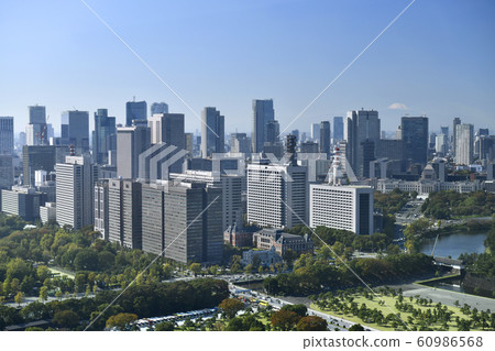 Tokyo cityscape in Japan overlooking Kasumigaseki's government office (Mt. Fuji in the back) Tokyo cityscape in Japan overlooking Kasumigaseki's government office (Mt. Fuji in the back) 60986568