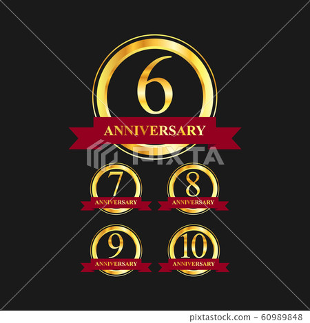 6 to 10 year anniversary gold label vector image 6 to 10 year anniversary gold label vector image 60989848