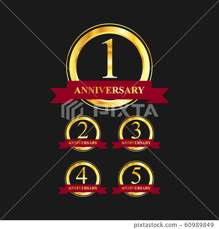 1 to 5 year anniversary gold label vector image 1 to 5 year anniversary gold label vector image 60989849