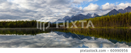 Beautiful Panoramic View of Herbert Lake in Banff 60990956