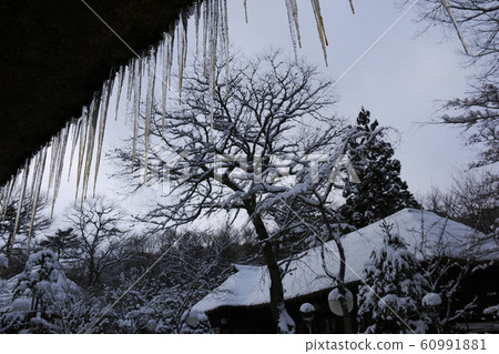 Winter in Japan Winter in Minamiaizu Village of Yunishikawa Heike Icicles of an old private house 60991881