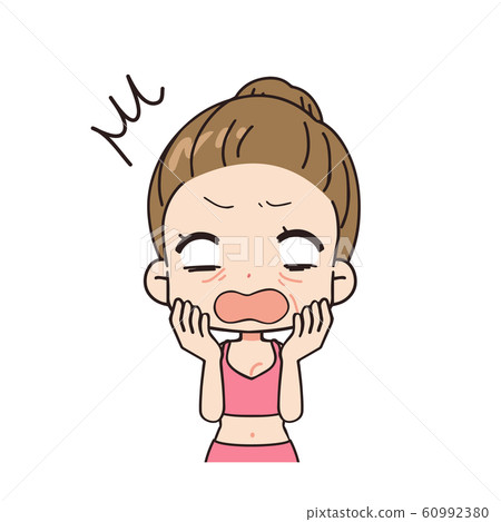 一個女人被粗糙的皮膚震驚的正面插圖 60992380