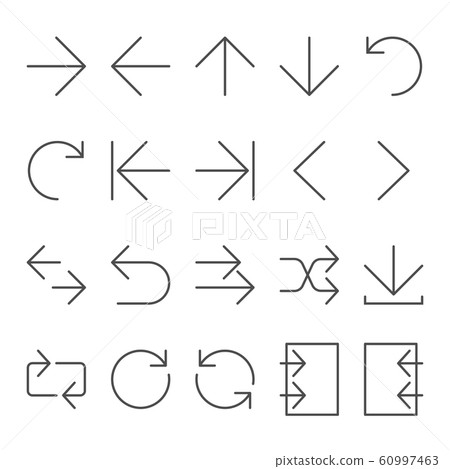 Arrow vector icon set in thin line style-插圖素材 [60997463] - PIXTA圖庫