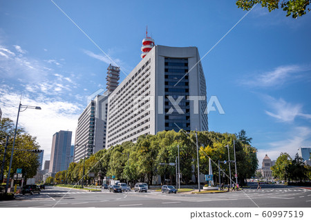 The Central Government Office Building No. 2 with the National Police Agency behind the intersection of the Metropolitan Police Department headquarters and Sakuradamon 60997519