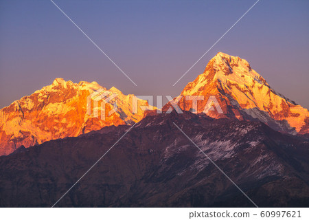 scenery of Annapurna Massif in nepal at dusk 60997621