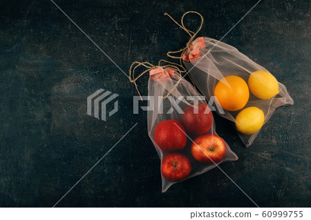 Two Reusable Mesh Organza Tulle Bags, eco friendly 60999755
