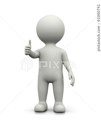 White 3D Character Showing Raised Thumb 61000741