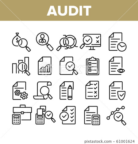 Audit Finance Report Collection Icons Set Vector 61001624