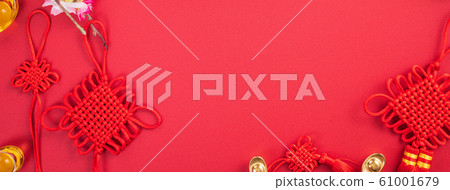 農曆新年 過年 春節 中國結 梅花 頂視圖 Chinese new year flat lay 61001679