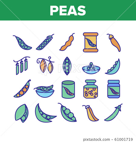 Peas Bob Vegetable Collection Icons Set Vector 61001719