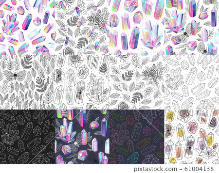 Crystals seamless patterns set vector - Stock Illustration [61004138 ...