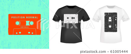 Compact cassette retro t-shirt print stamp for 61005444