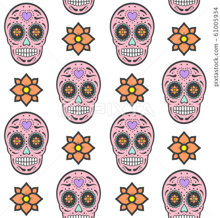 Vector seamless pattern of Mexican sugar skull - Stock Illustration ...