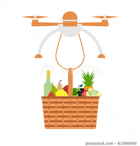 Vector Drone carries food Delivery Transportation Vector Drone carries food Delivery Transportation 61006098