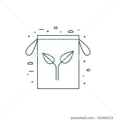 Eco Friendly Grocery Bag Icon in Line Art Eco Friendly Grocery Bag Icon in Line Art 61006225