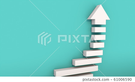 Success arrow with stairs, computer generated. 3d rendering of concept of successful business, professional growth, career achievements 61006590