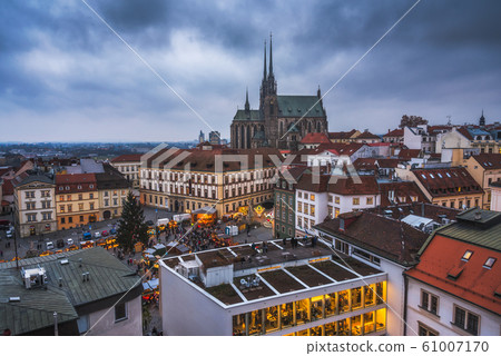 Brno Cityscape with Christmas Market in the Brno Cityscape with Christmas Market in the 61007170