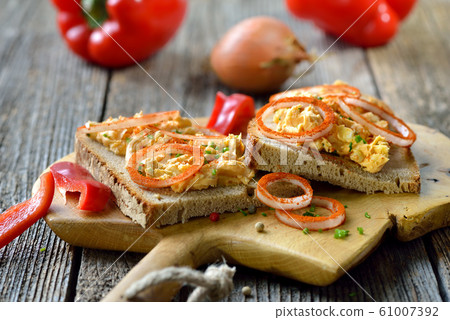 A Bavarian cheese specialty, often served as a beergarden snack 61007392