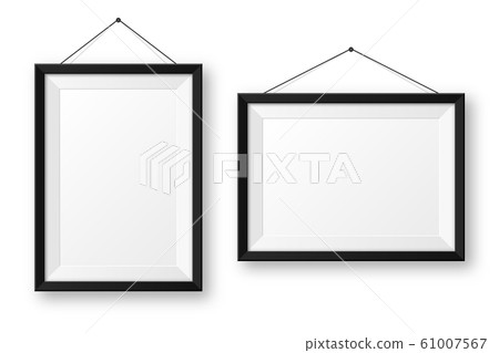 Realistic hanging on a wall blank black picture... - Stock Illustration ...