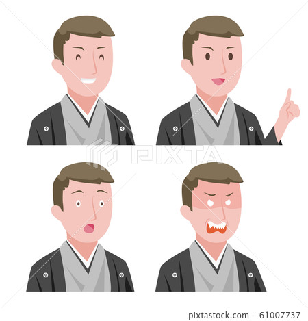 和服的短髮男子,4種面部表情 和服的短髮男子,4種面部表情 61007737