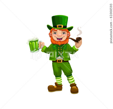 Patricks day leprechauns with beer smoking pipe Patricks day leprechauns with beer smoking pipe 61008593