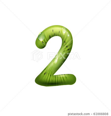Two of kiwi fruit and water vector second numeric 61008808