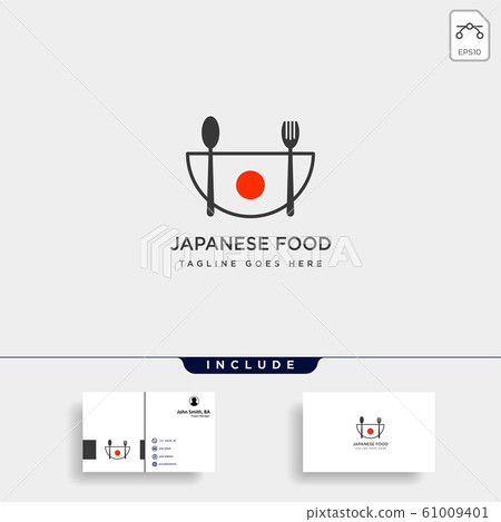 japanese food fork and spoon simple logo template japanese food fork and spoon simple logo template 61009401