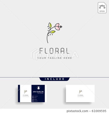 flower floral line beauty premium simple logo 61009595
