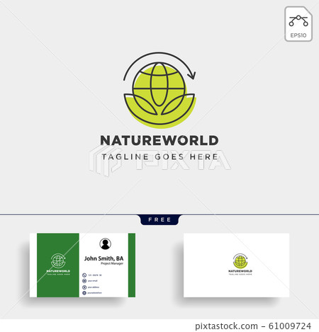 leaf planet nature simple logo template vector - Stock Illustration ...