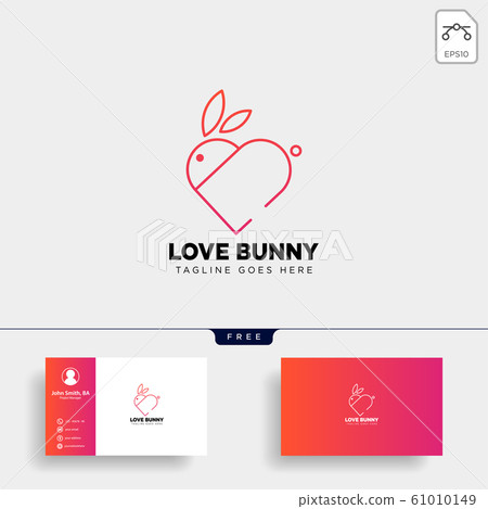 rabbit or bunny love animal line art style logo - Stock Illustration ...