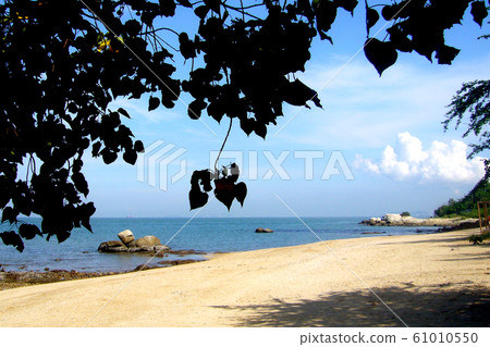 Blue aerial landscape on a light background. Turquoise sea background. Blue water background 61010550