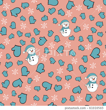 Christmas seamless pattern with snowman, fir... - Stock Illustration ...