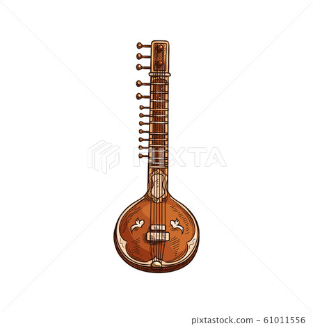 Sitar stringed musical instrument, indian music 61011556