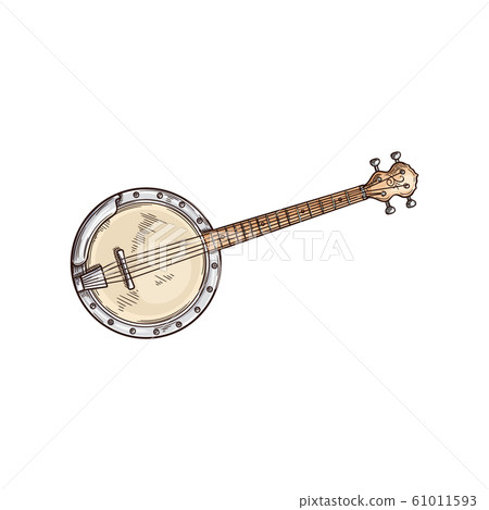 Four string banjo isolated american musical tool 61011593