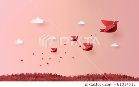 Paper art of Love and Valentine day, Paper art of Love and Valentine day, 61014513