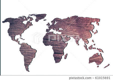Roughly sketched out world map with wooden filling 61015691