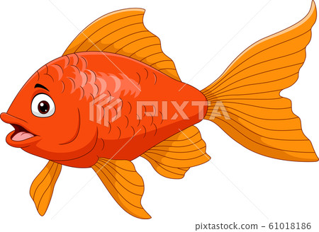 Cartoon golden fish isolated on white background 61018186