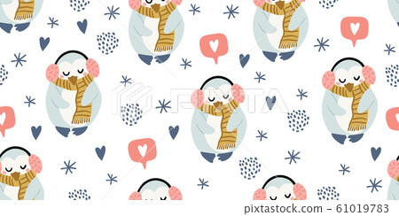 cute winter penguins seamless pattern scandinavian 61019783