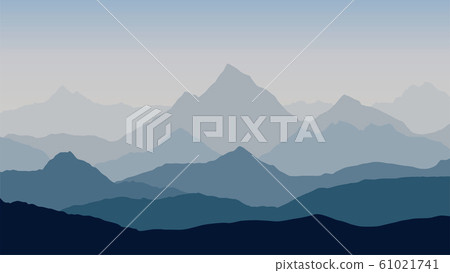panoramic view of the mountain landscape with fog panoramic view of the mountain landscape with fog 61021741