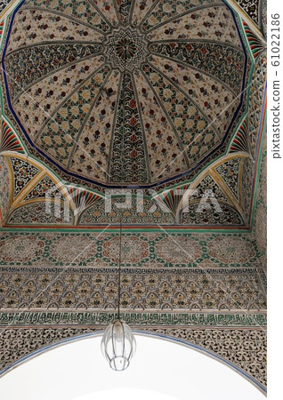 Morocco, Fes, Medina, Karawin Mosque entrance ceiling Morocco, Fes, Medina, Karawin Mosque entrance ceiling 61022186