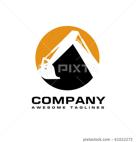 Excavators Construction machinery logo, Hydraulic mining excavator vector logo,. Heavy construction equipment symbol with boom dipper and bucket. 61022272