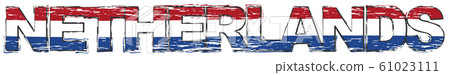 Word Netherlands with Dutch national flag under 61023111