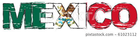 Word MEXICO with Mexican national flag under it, Word MEXICO with Mexican national flag under it, 61023112