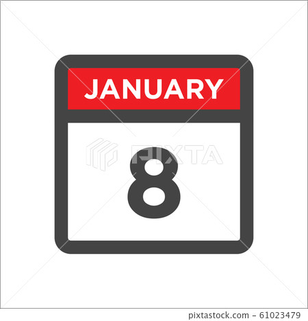 January 8 calendar icon including day of month 61023479