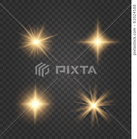 Set of golden glowing lights 61024588