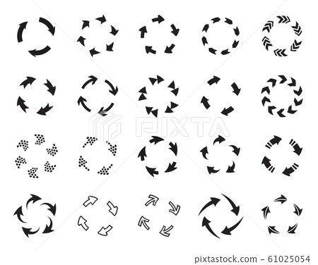Refresh black and white vector icons set 61025054