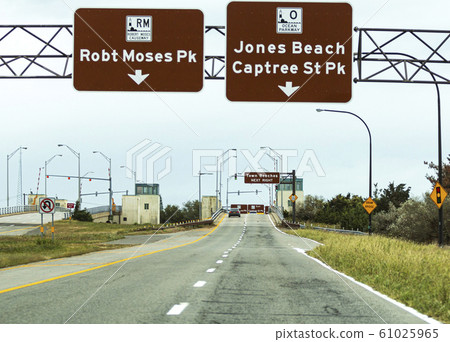 Driving on Robert Moses Causeway toward draw Driving on Robert Moses Causeway toward draw 61025965
